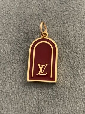 Elegant Upcycled Gold and Burgundy Enamel Arch Charm